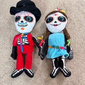 Wishpets XOXO Plush Dolls Boy Girl Skeleton Day Dead Set of 2